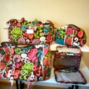 Vera Bradley Colorful Floral Travel Bag Set of 4 pieces